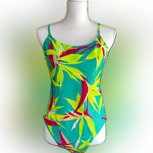 Old Navy Tropical Leaf Print One-Piece Swimsuit - Size Large